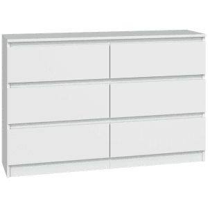 M6 MALWA KOMODA 120CM 6 SZUFLAD BIEL KOMPLET