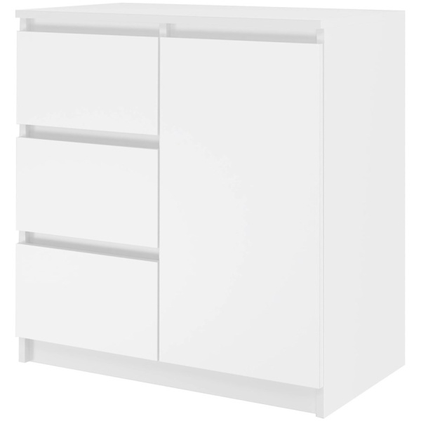 KOMODA 1 DRZWI 3 SZUFLADY BIEL KOMPLET