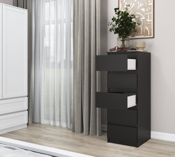 W5 KOMODA 5 SZUFLAD CZERŃ KOMPLET - obrazek 3