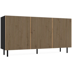 KOMODA KAMA 3 DRZWI CZERŃ/SLIM LAMELE KOMPLET
