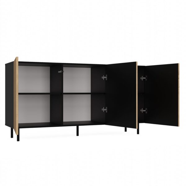 KOMODA KAMA 3 DRZWI CZERŃ/SLIM LAMELE KOMPLET - obrazek 2