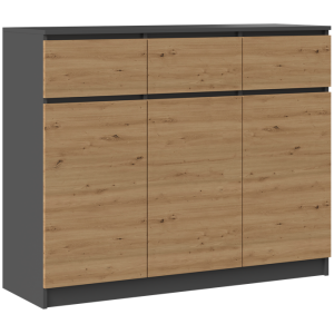 KOMODA 3 DRZWI 3 SZUFLADY ANTRACYT/ARTISAN KOMPLET