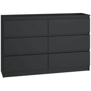 M6 MALWA KOMODA 120CM 6 SZUFLAD CZERŃ KOMPLET