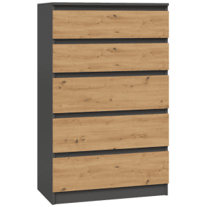 M5 MALWA KOMODA 5 SZUFLAD ANTRACYT/ARTISAN KOMPLET
