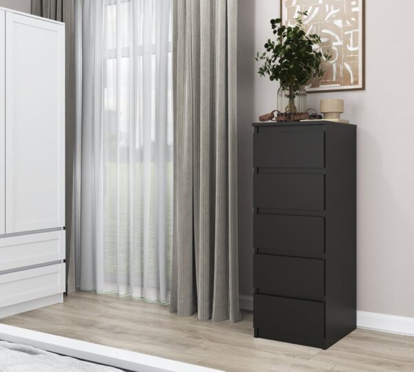 W5 KOMODA 5 SZUFLAD CZERŃ KOMPLET - obrazek 4