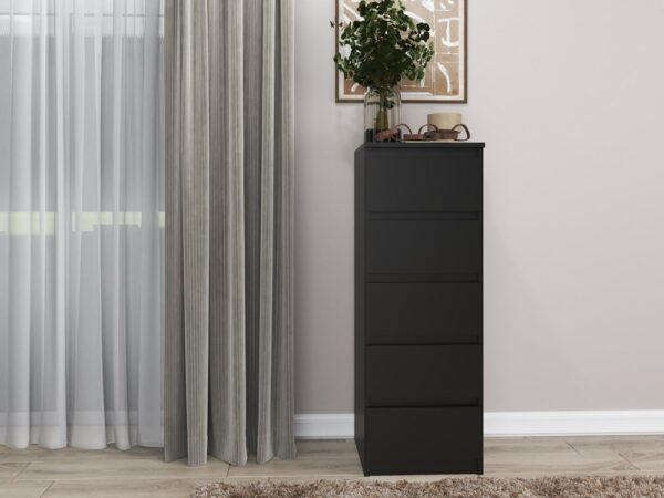 W5 KOMODA 5 SZUFLAD CZERŃ KOMPLET - obrazek 5