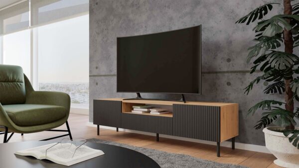 SZAFKA RTV 160 KAMA SLIM ARTISAN/CZERŃ - obrazek 5