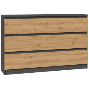M6 MALWA KOMODA 120CM 6 SZUFLAD ANT/ART KOMPLET