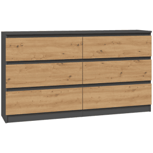 M6 MALWA KOMODA 140 CM 6 SZUFLAD ANT/ART KOMPLET