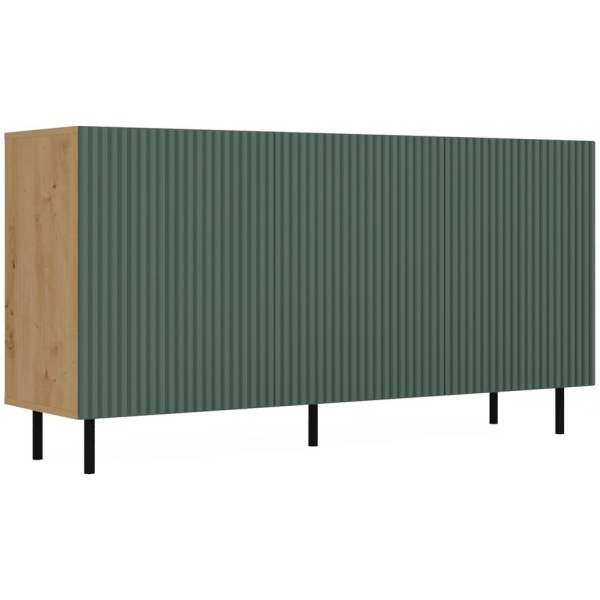 KOMODA KAMA 3 DRZWI SLIM ARTISAN/ZIELEŃ KOMPLET